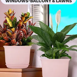 Kuber Industries Pink 12 Pieces Marble Finish Planters With Tray image 4