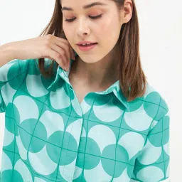 Sweet Dreams Green Printed Shirt With Pyjamas image 5