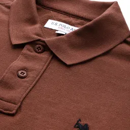 U.S. Polo Assn. Men Colourblocked Polo Collar Pure Cotton Slim Fit T-shirt image 2