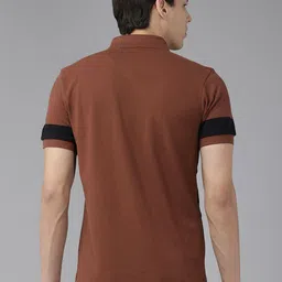 U.S. Polo Assn. Men Colourblocked Polo Collar Pure Cotton Slim Fit T-shirt image 3