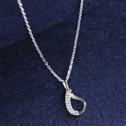 Clara 925 Silver Platinum Plated Swiss Zirconia Raindrop Pendant Chain Necklace Gift for Women-picture-19