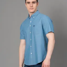 Red Tape Steel Blue Cotton Regular Fit Shirt image 3