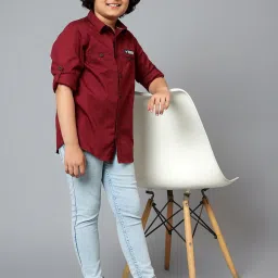 Cantabil Kids Maroon Solid Shirt image 5