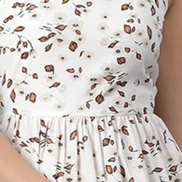 Kotty White & Brown Floral Print Midi Dress image 5