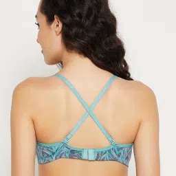 Clovia Blue Printed T-Shirt Bra image 5