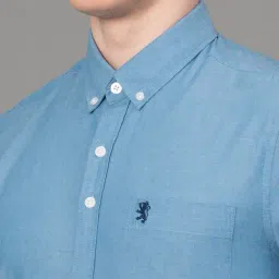 Red Tape Steel Blue Cotton Regular Fit Shirt image 5