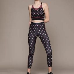 Label Ritu Kumar Black Printed Sports Bra And Tights Co-Ord Set-picture-34