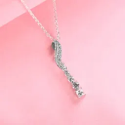 Clara 925 Silver Platinum Plated Swiss Zirconia Wave Pendant Chain Necklace Gift for Women-picture-31