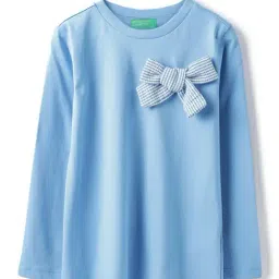 United Colors of Benetton Girls Blue Cotton T-Shirt-image-92