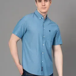 Red Tape Steel Blue Cotton Regular Fit Shirt image 4