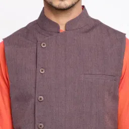 Fabindia Purple Mandarin Collar Nehru Jacket image 4