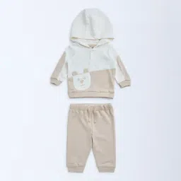 HOP Baby by Westside Beige Printed Cotton Sweatshirt with Joggers Set-picture-25