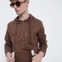 SHOWOFFFF Brown Cotton Slim Fit Hooded Sweatshirt-picture-38