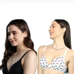 Leading Lady Black & White Full Coverage Padded Plunge Bra Pack of 2 image 1