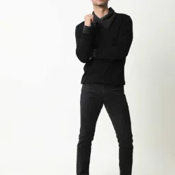 Rare Rabbit Black Slim Fit Fit Solid Sweatshirt image 4