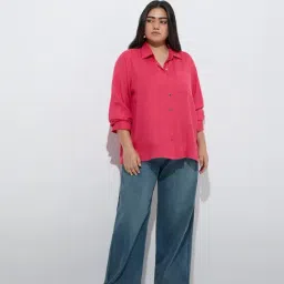 Gia by Westside Fuchsia Solid Shirt image 3