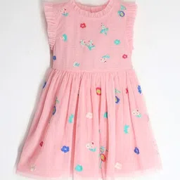 Cherry Crumble Flutter Sleeve Net Fit & Flare Dress-picture-52