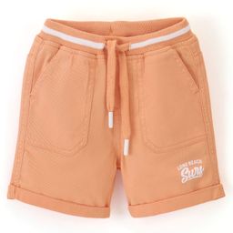 Babyhug Cotton Spandex Woven Knee Length Text Printed Shorts - Orange-image-52