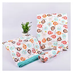 mom's home Moms Home Organic Cotton Baby Bedding Combo Colourful Monkey - Pack of 3-picture-26
