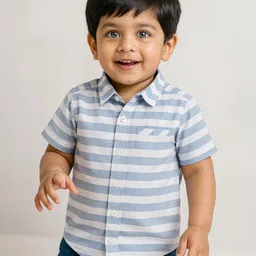 Somersault Half Sleeves Horizontal Striped Shirt - Multi Colour & Blue-picture-22