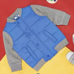 Pantaloons Baby Full Sleeves Colour Blocked Jacket - Blue-image-15