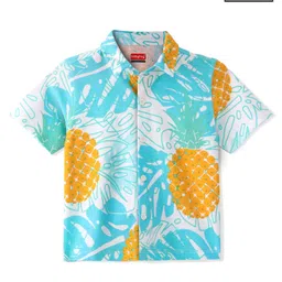 Babyhug 100% Cotton Knit Half Sleeves Shirt Pineapple Print - Blue-picture-23