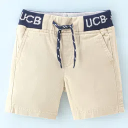 UCB Cotton Woven Knee Length Shorts Logo Print - Beige-picture-33