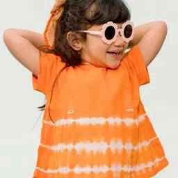 Tiber Taber 100% Cotton Half Sleeves Tie Dye Top - Orange-image-39
