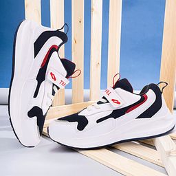 TRASE Colour Blocked Velcro Closure Sneakers - White & Navy Blue-picture-21