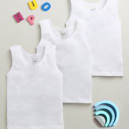 BUMZEE Cotton Knit Pack Of 3 Sleeveless Solid Slips - White-picture-17