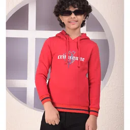 CRIMSOUNE CLUB Cotton Woven Full Sleeves Brand Name Printed Light Winter Sweatshirt - Red-picture-32