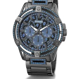 GUESS Men Embellished Dial & Bracelet Style Straps Analogue Chronograph Watch GW0497G5 image 2