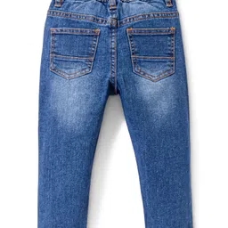 Babyhug Denim  Full Length with Stretch  Washed Jeans  - Medium Blue image 2