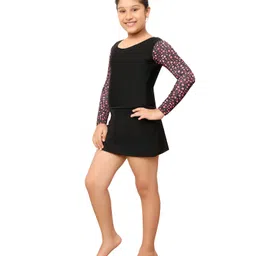 bosky swimwear Bosky Full Sleeves Frock Swimsuit with Star Print - Black image 2