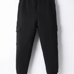 Doreme Terry Knit Full Length Solid Colour Lounge Pant With Pockets - Black image 2