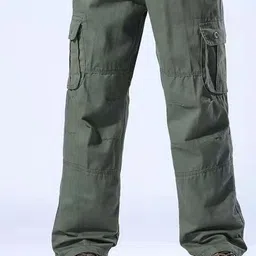 StyleCast x Revolte Men Solid Mid-Rise Regular Fit Easy Wash Cargos Trousers image 3
