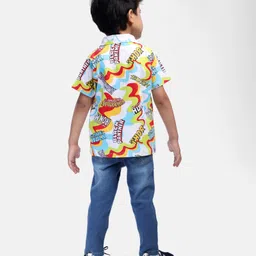 Babyhug Marvel Cotton Knit Half Sleeves Shirt with Avenger Text Print - Multicolour image 3