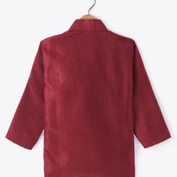 Ridokidz Full Sleeves Sequins Embellished Kurta & Pyjama Set - Maroon image 3