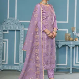 MANVAA Printed Gotta Patti Roman Cotton Unstitched Dress Material image 2