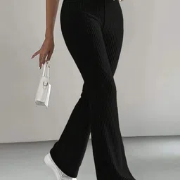 BROADSTAR Women Smart Flared High-Rise Easy Wash Trousers-picture-19