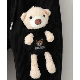 Kookie Kids Full Length Lounge Pants with Bear Applique - Black image 5