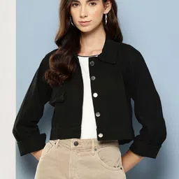 CORSICA Women Black Cotton Denim Jacket-picture-33