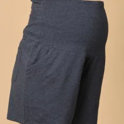 The Mom Store Navy Blue Cotton Solid Shorts image 5