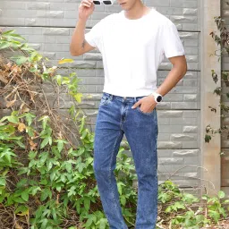 Thomas Scott Blue Slim Fit Lightly Washed Jeans image 5