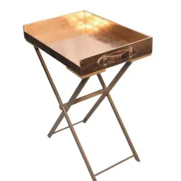 Casagold Rose Gold Pu Leather Foldable Tray Table With Metal Stand & Small Tray image 4