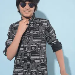 Crimsoune Club Kids Black Printed Full Sleeves Shirt-image-51