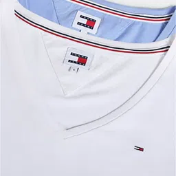Tommy Hilfiger White & Blue Slim Fit T-Shirt - Pack of 2 image 5
