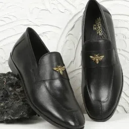 Teakwood Leathers Men's Black Formal Loafers-image-93