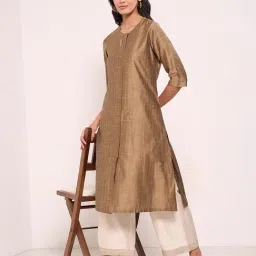 Rangmanch By Pantaloons Beige Regular Fit Kurta image 4