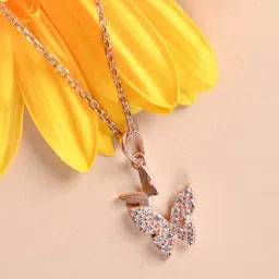 Clara 925 Silver Rose Gold Plated Swiss Zirconia Fairy Butterfly Pendant Chain Necklace for Women-image-57